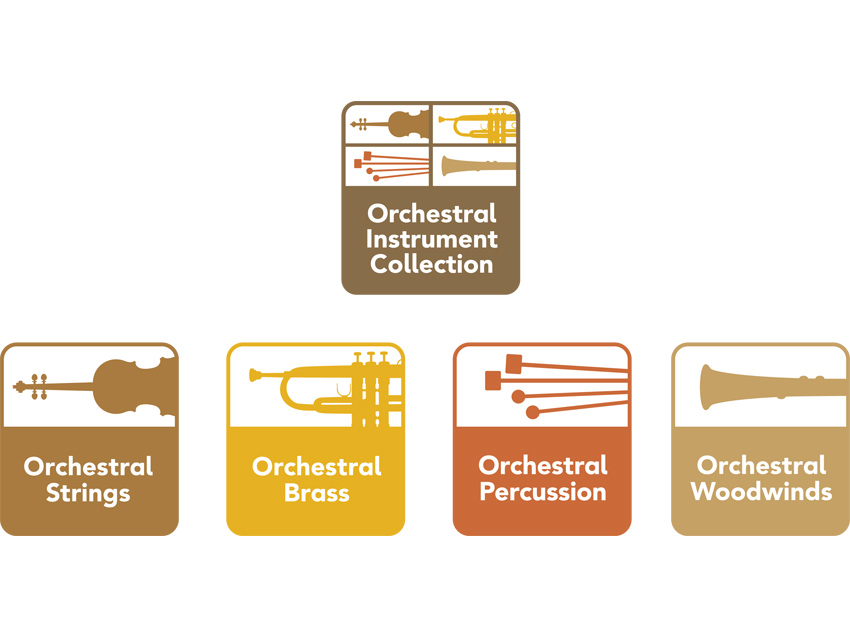 The four Orchestral Instruments can be purchased separately or as a bundle.